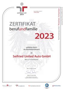 Zertifikat Autohaus SEIFRIED UNITED AUTO Grieskirchen von der BM Gabriele Raab ausgezeichnet. | Potenzialfinder.com und Dr. Sabine Wölbl gratulieren sehr herzlich!